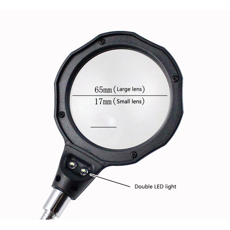 Desktop LED Light Reading Magnifier Electronic Inspection Repair Auxiliary Clip Magnifier 16126-A