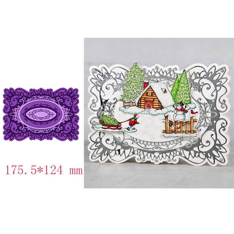 Juhlava lumipallo koristeelliset soikeat pyörreympyrät kehykset vihko metallinleikkausmuotit itse tekemiseen scrapbooking paperikortti askartelu: Kuva 8