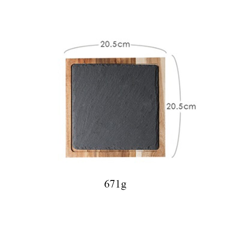 Solid Wood Tray Black Solid Wood Western Food Plate Rock Plate Acacia Wood Plate Western Food Japanese Food Plate Snack Dessert: Square