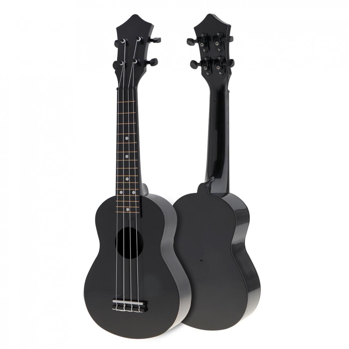 21 zoll Sopran Ukulele Bunte Akustische 4 Saiten Hawaii Gitarre Instrument für freundlicher und Musik Anfänger: Schwarz