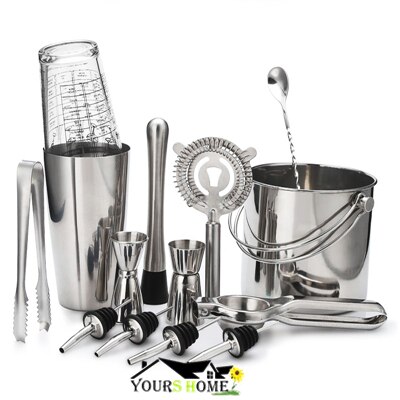 Cocktail Shaker Bar Set Stainless steel Lounge Cup Boston Cup Shaker Cocktail Shake Barware: set 4-14pcs