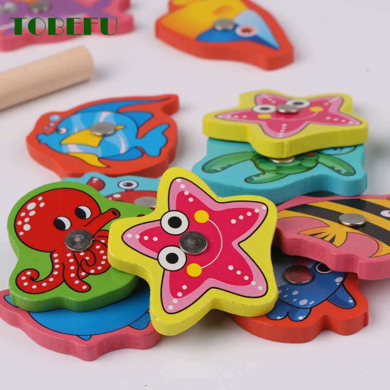 Kinderen Baby Educatief Speelgoed Ijzeren Doos Vissen Houten Spel Set Speelgoed Cognitie Magnetische Speelgoed Set Kinderen