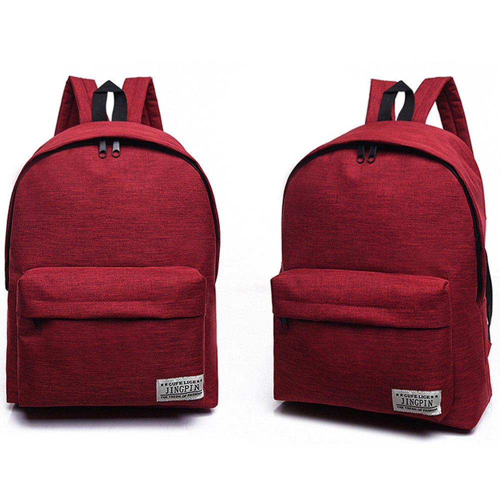 Décontracté hommes femmes universel sac à dos angleterre style toile sac d'école couleur unie Portable sac à bandoulière: Rouge