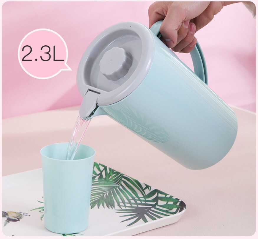 5 st stor kapacitet hushållsvattenkopp plast värmebeständig högtemperatur juicekanna vit vattenflaska set för hemmet