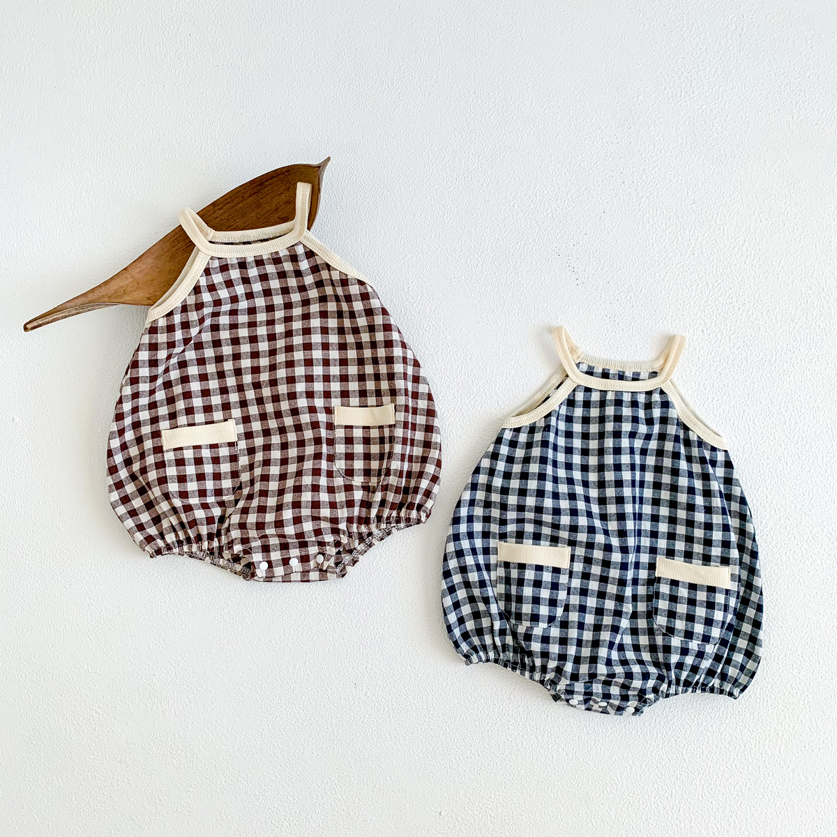 Pelele de verano para bebé para niña, mono sin mangas a cuadros a la para recién nacido, ropa para bebé, estilo informal y versátil de 0 a 2 años