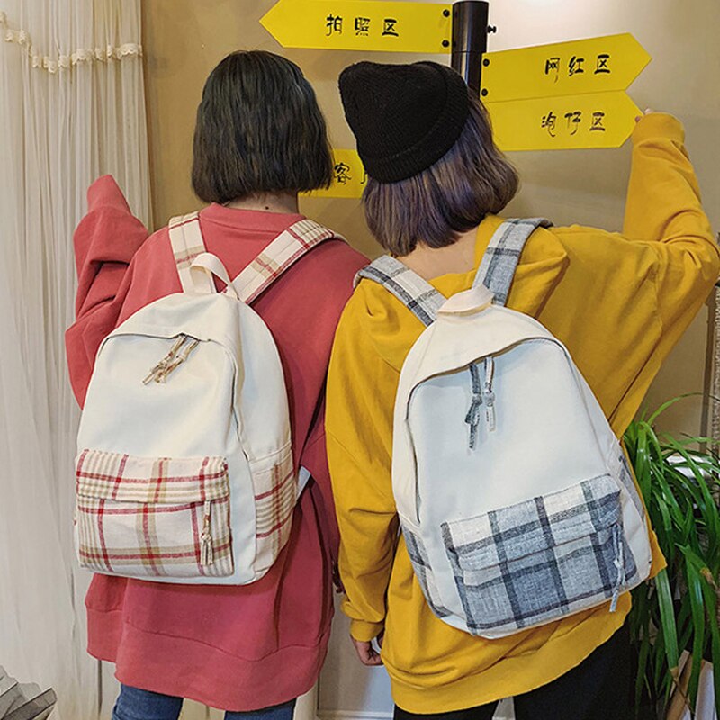Mode Plaid Schooltassen Voor Tiener Meisjes Jongens Schooltas Rugzak Canvas School Rugzakken Kids Kind Tas Reizen Rugzakken