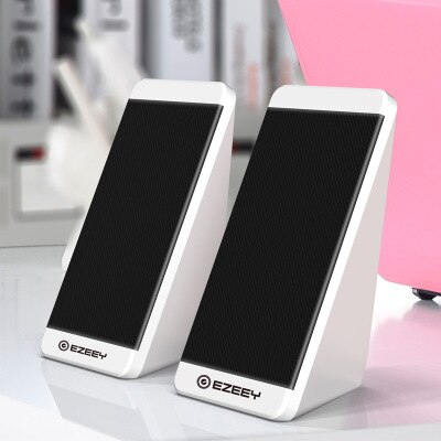 A Pair of Computer Speakers PC Speaker Horn for Laptop Desktop Phone Audio+USB Multimedia Wired Loudspeaker: White
