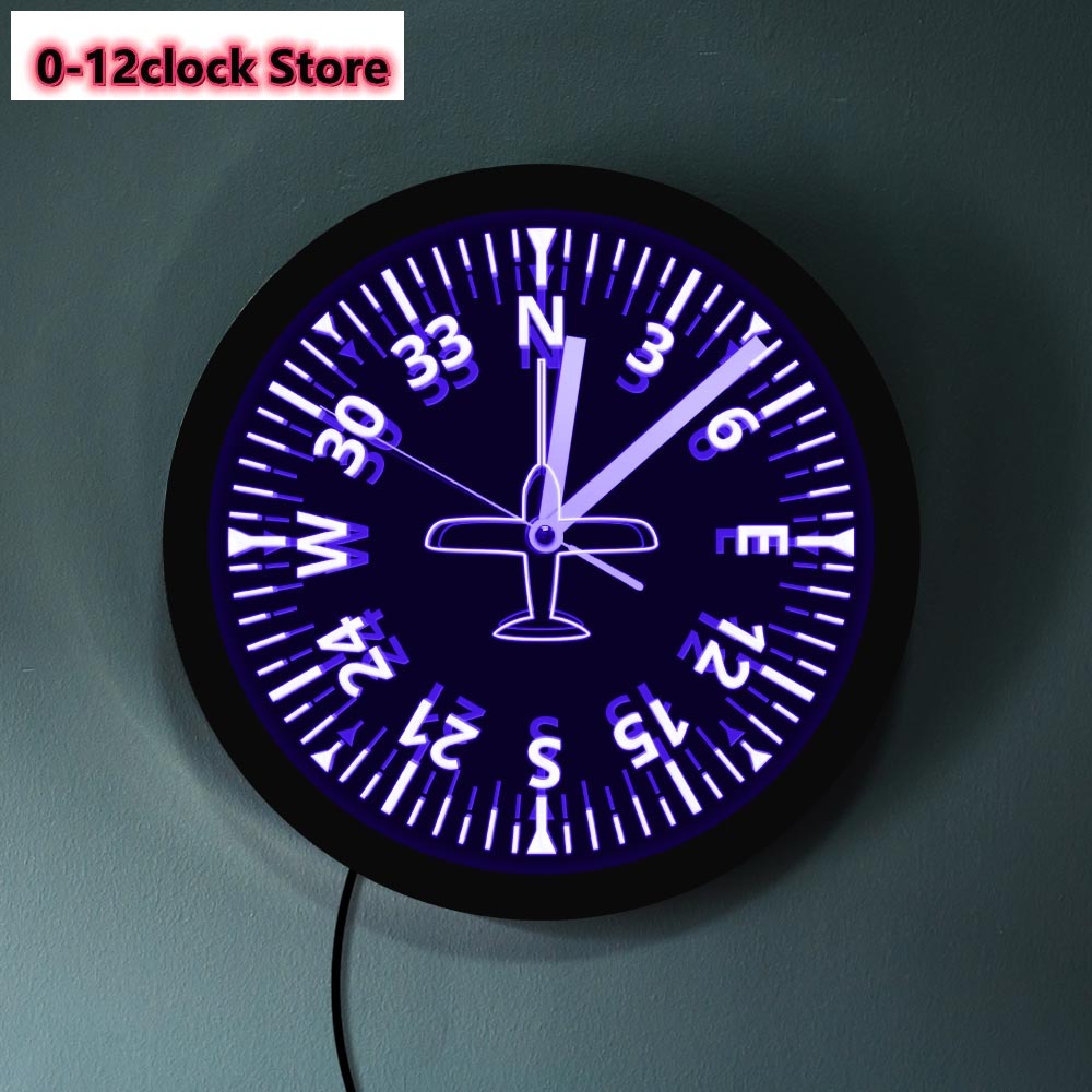 Gauges Cockpit Instruments Color Changing Aviation Pilot Clock With LED Backlight Saat Airplane Control