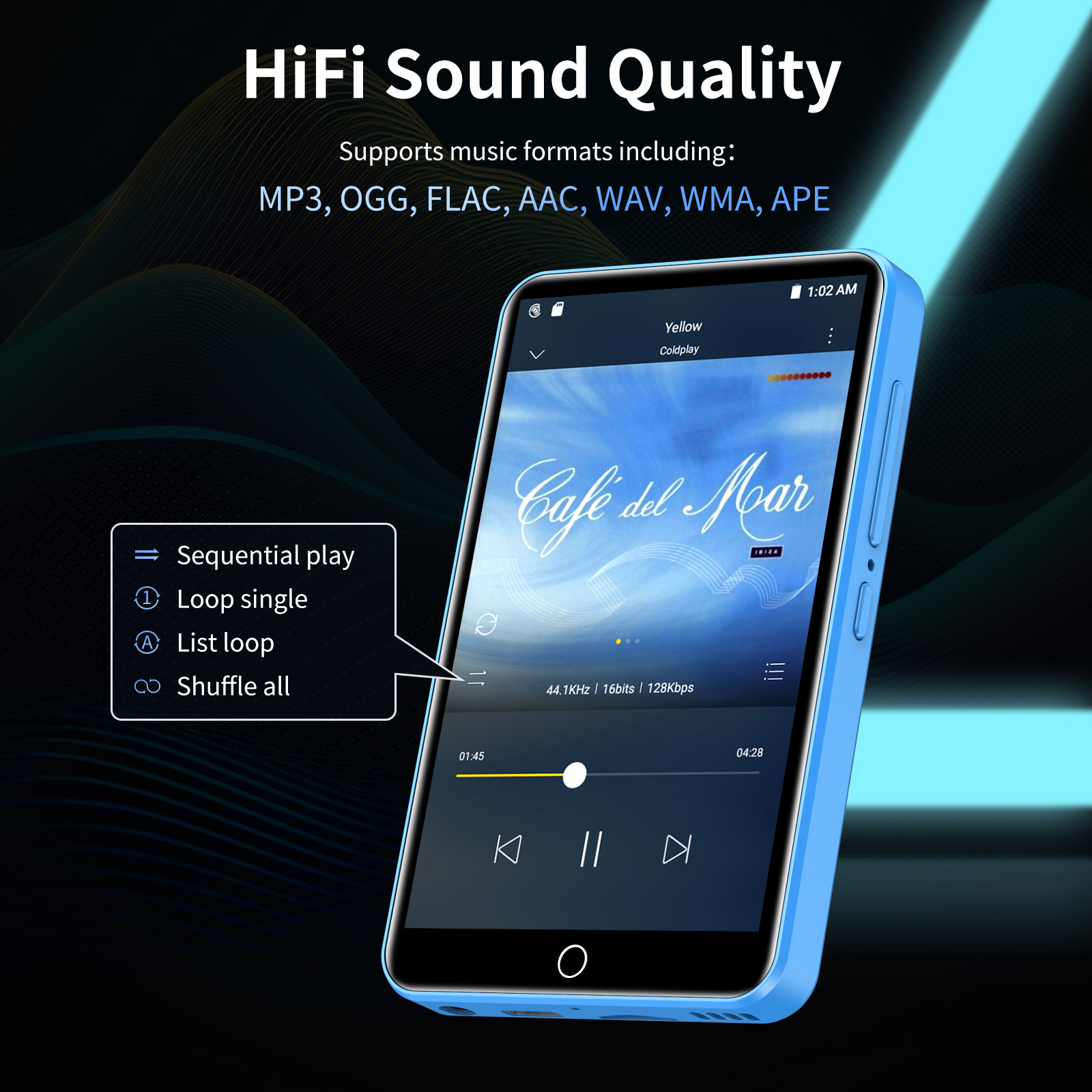 Reproductor de MP3 ZAQE de 80 GB, compatible con Bluetooth y LAN inalámbrico, reproductor MP4 MP3 con pantalla completamente táctil de 4,0 pulgadas, libro electrónico, reloj, compatible con m