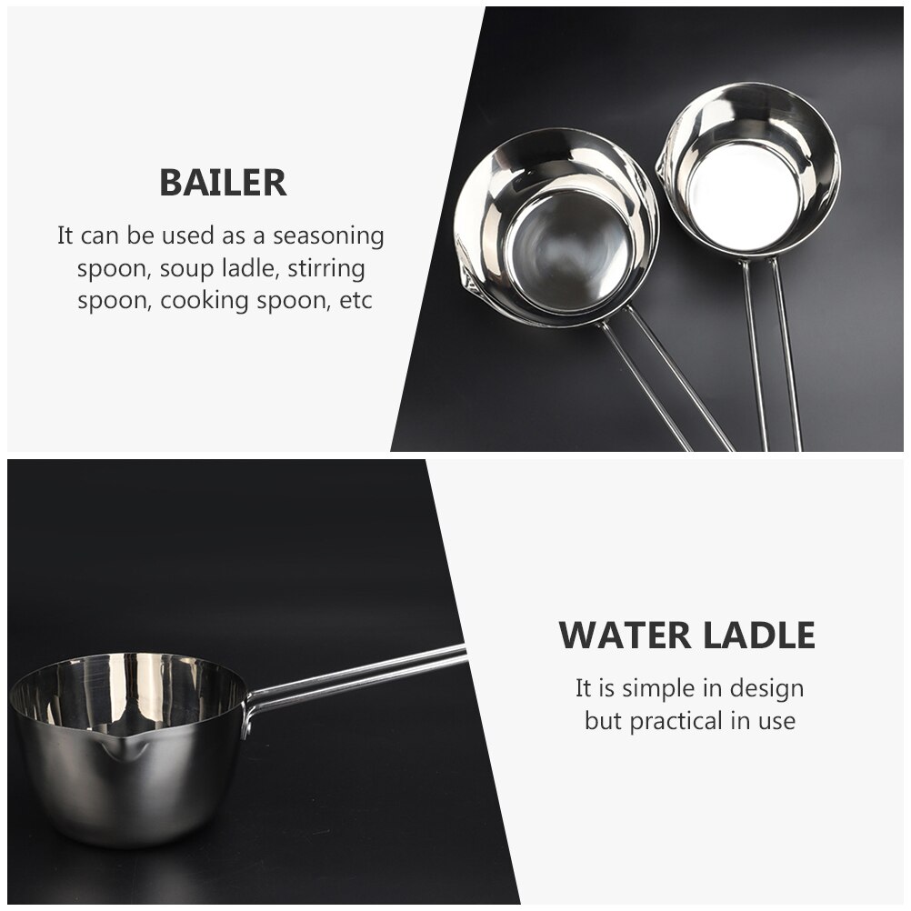1Pc Stainless Steel Water Ladle Long Handle Soybean Ladle for Restaurant Dining Hall