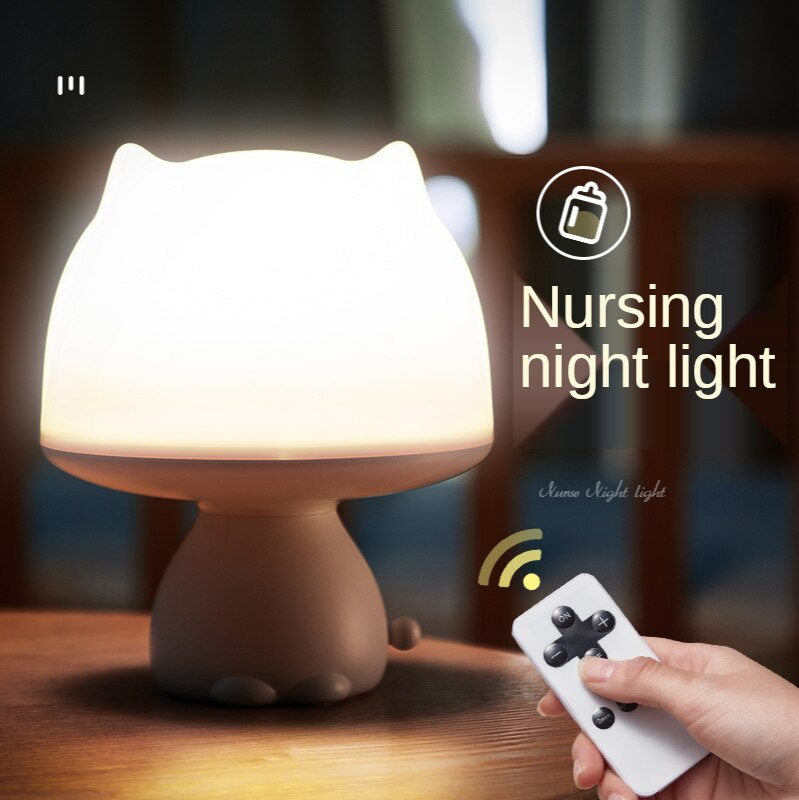 Remote control small night light charging bedroom bedside can adjust the brightness time off lamp wireless desk lamp night light
