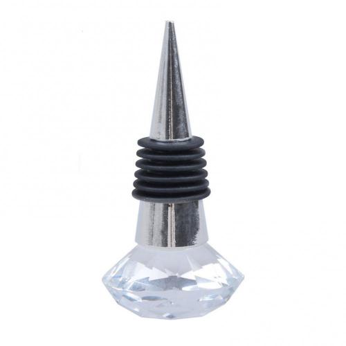 80%HOTCrystal Metal Silicone Leakproof Reusable Wine Stopper Bottle Sealer Cork Plug: Transparent