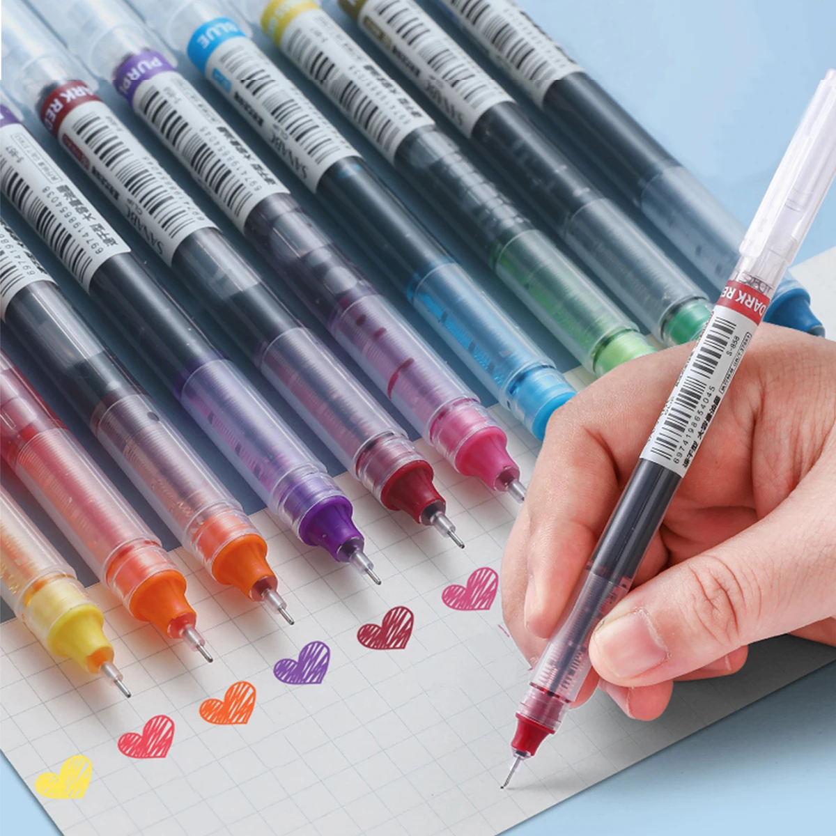 10Pcs/set Needle Type Gel Pens Straight Liquid Ballpoint Pen Kawaii Stationery School Office Supplies Writing