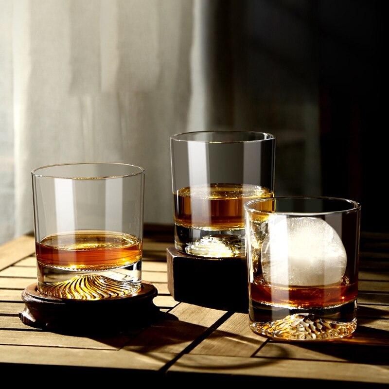 2Pcs Iceberg Whiskey Glass Bottom Raised Ice Mountain Rock Whisky Tumbler Party Bar Drinkware Accessories