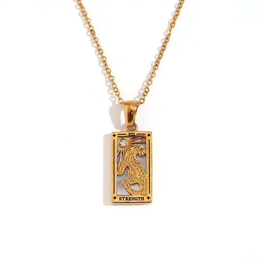 MamacitaSlay en Populry colgante Rectangular amantes de la emperatriz mago Tarot collar de acero inoxidable impermeable para mujeres: De arma