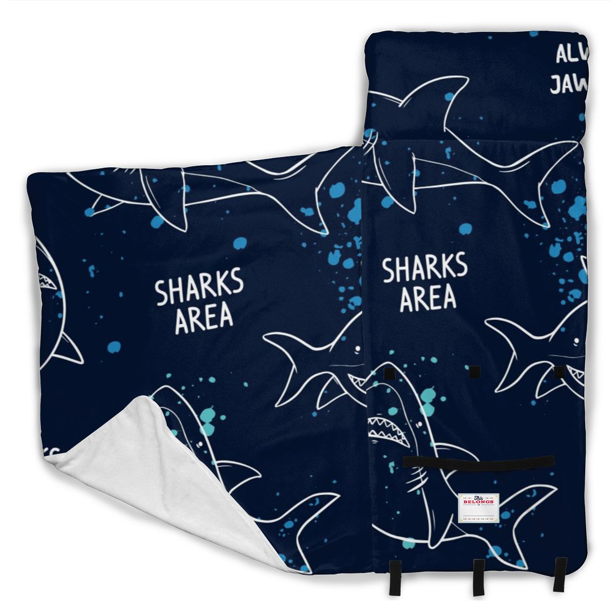 Requins dessinés à la main matelas enfant en bas âge sieste tapis de couchage maternelle enfants ensemble de literie avec oreiller