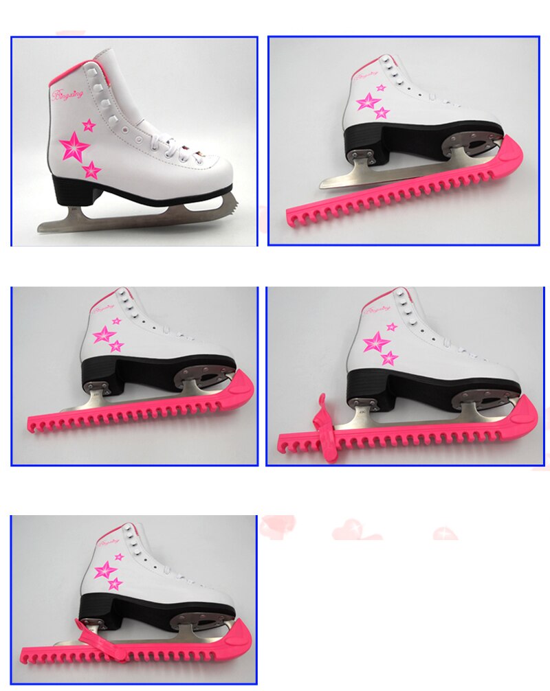 Par de patines de velocidad para patines, zapatos de patín con cuchilla de hielo, cubierta protectora de hoja nailon dura, antideslizante, resistente al desgaste, tamaño libre, 1 par