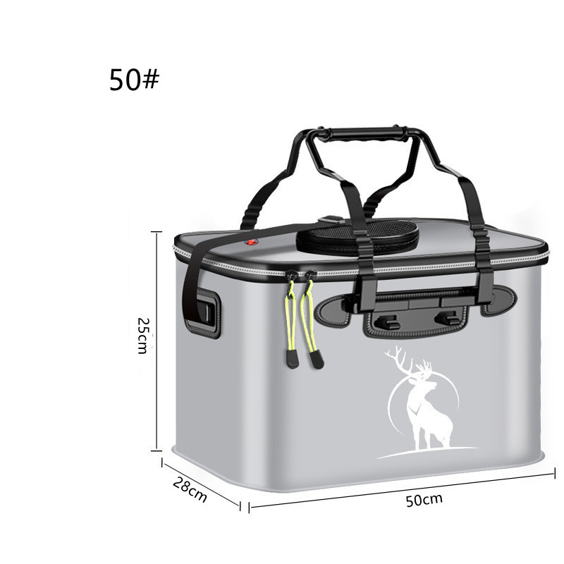 Sac de pêche EVA Portable, seau de pêche pliable, boîte de poissons vivants, conteneur d'eau de camping, sac de rangement de matériel de pêche: Silver gray   50