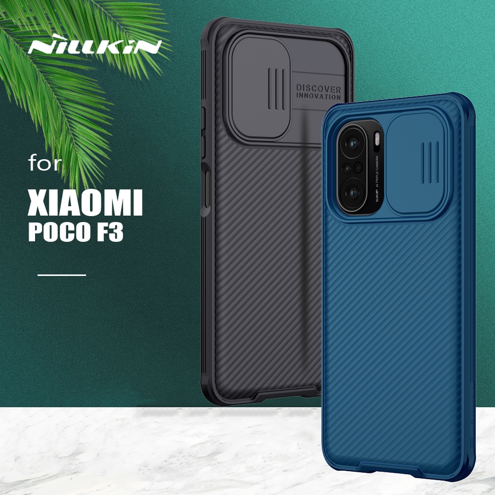 Nillkin – coque Ultra-fine pour Xiaomi Poco F3, avec motif givré, étui pour appareil photo coulissant