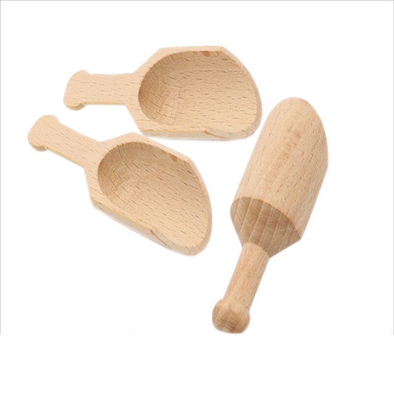 Mini Wooden Scoops DIY Small Scoops Bath Salt Spoon Long Handle Candy Flour Spoon For Bath Salts Kitchen Utensils