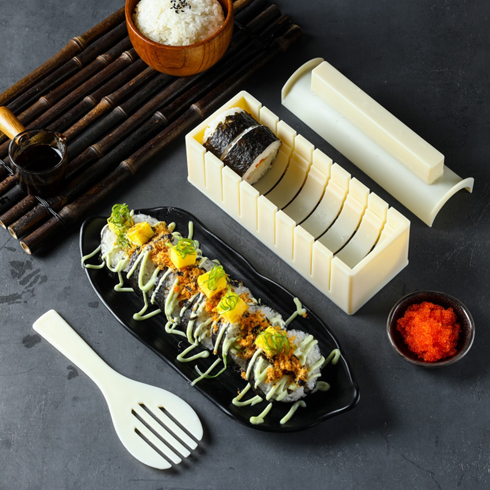 Kit de préparation de sushi, tambour de riz, moule de sushi simple, cuisine de chef japonais, outils de cuisson de sushi 13 pièces
