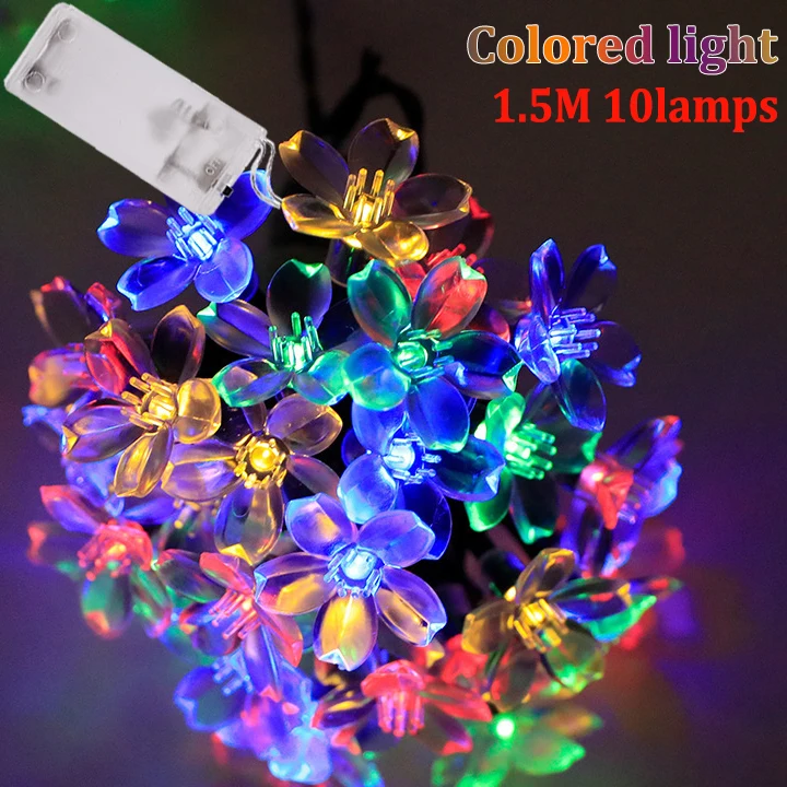 Solar Flower Lights Cherry Blossom String Light Waterproof Garden Fairy Lighting Strings Wedding Party Christmas Decoration: WHITE