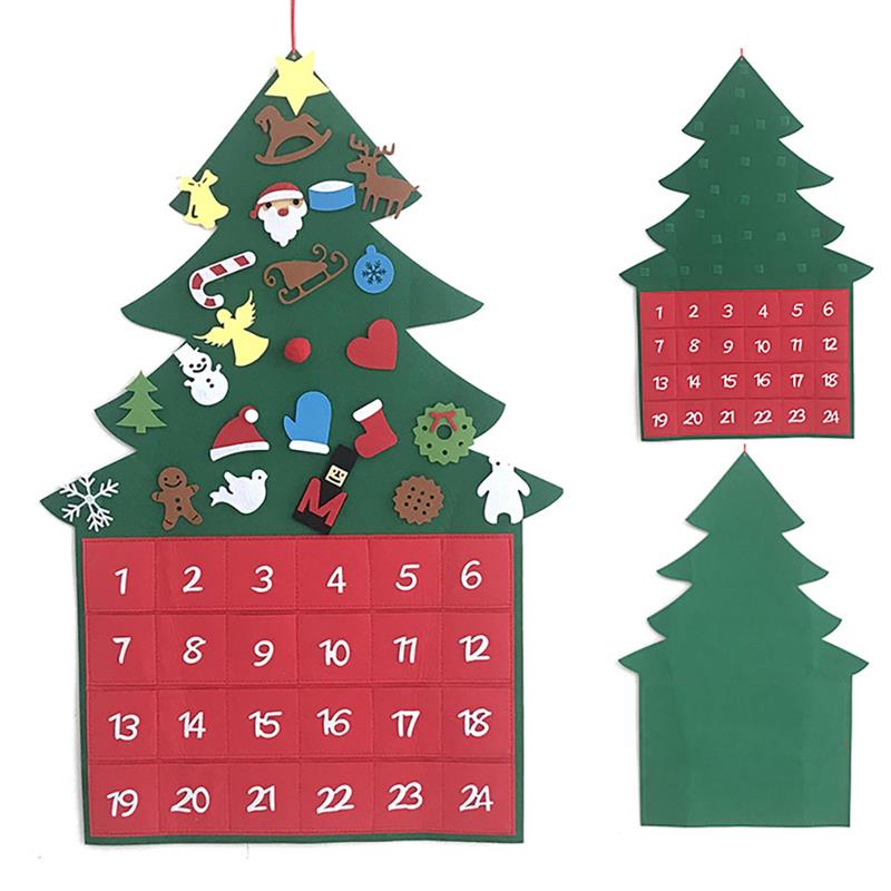 Søt filt hengende stoff juletre adventskalender med lommer til julepynt låve leker
