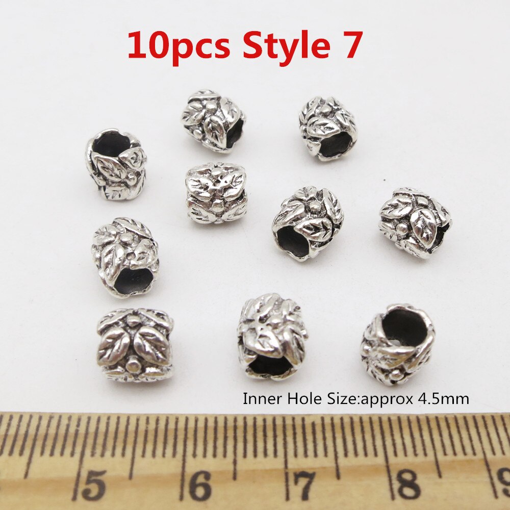 20 stk /50 stk sølv/bronze lille vikingehår fletning dreadlock skæg perler ringe til mænd kvinder hårpynt: 10 stk stil 7