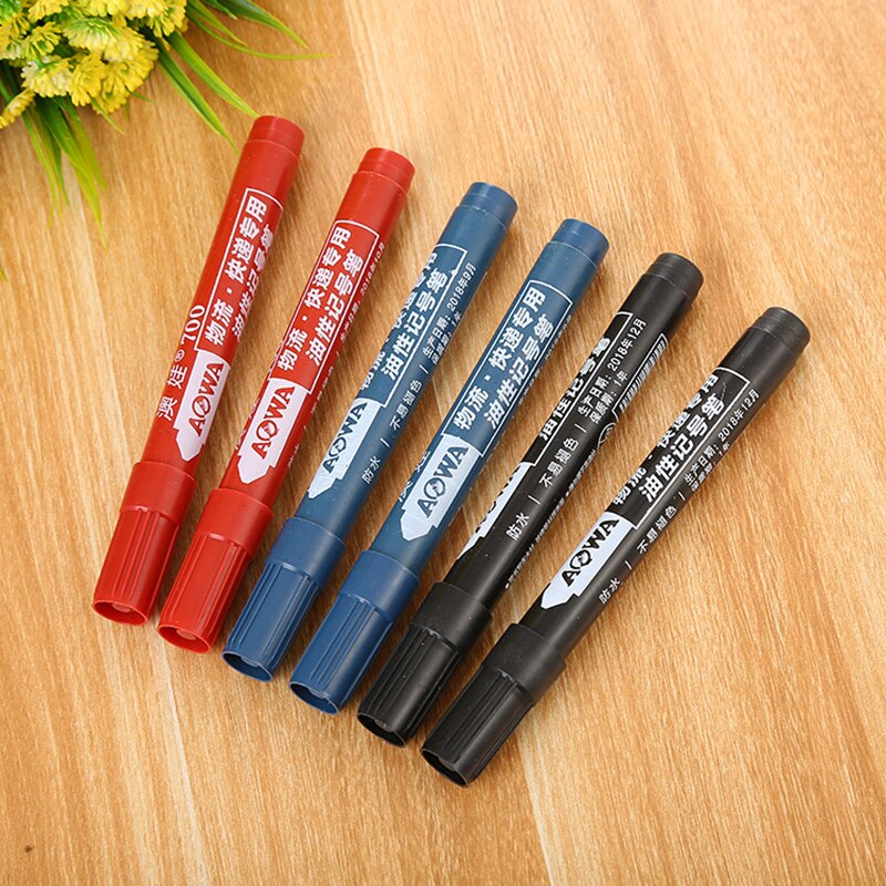 Ezone 2 Stuks Marker Pen Zwart/Blauw/Rode Inkt Whiteboard Schrijven Roller Pen Permanente Inkt Dikke Hoofd Kantoor briefpapier Supply