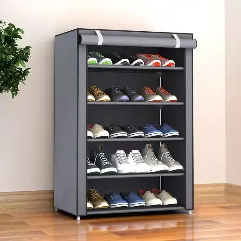 Staubdicht Schuh Lagerung Gestell Organizer Mehrschichtige Vlies Schuhe Lagerung Schrank Hause Flur platzsparende Schränke Schuh Regal: Schwarz