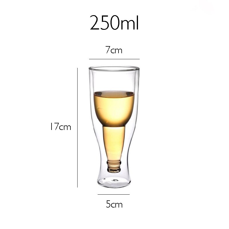 Borosilicate Double Wall Beer Glass Beer cups 250ml 350ml 450ml Juice Beverage Glass Beer Cup Simple: 250ml