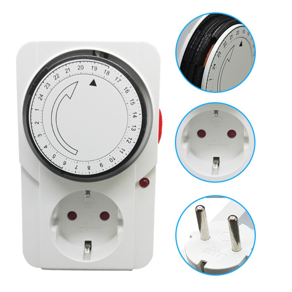 Indoor 24-Hour Mechanical Outlet Timer Daily Use Circulating intelligent switch socket EU US UK Plug 110~220V CE Certification