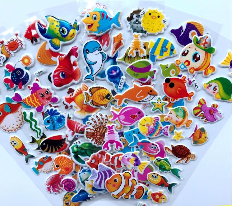 5Sheets/Set Cartoon Sea life Fishes Stickers 3D St... – Grandado