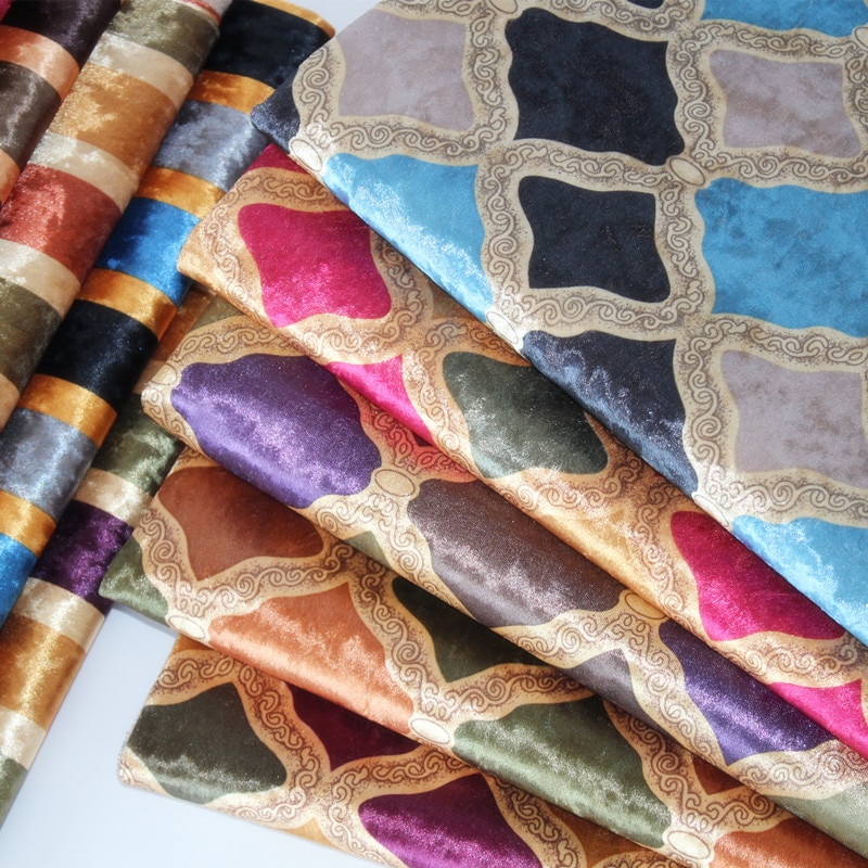 Tyk europæisk stribet jacquard isfløjl gardin polstring sofa stof dug pude trykmateriale ved gården