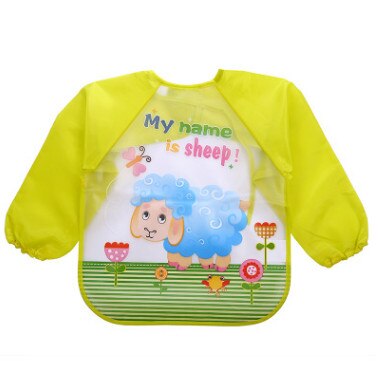 Cartoon Kinderen Slabbers Spuugdoekjes Lange Mouw Art Schort Dier Kiel Todders Waterdichte Burp Kleding Zachte Voeden Eet Slabbetjes: yellow sheep