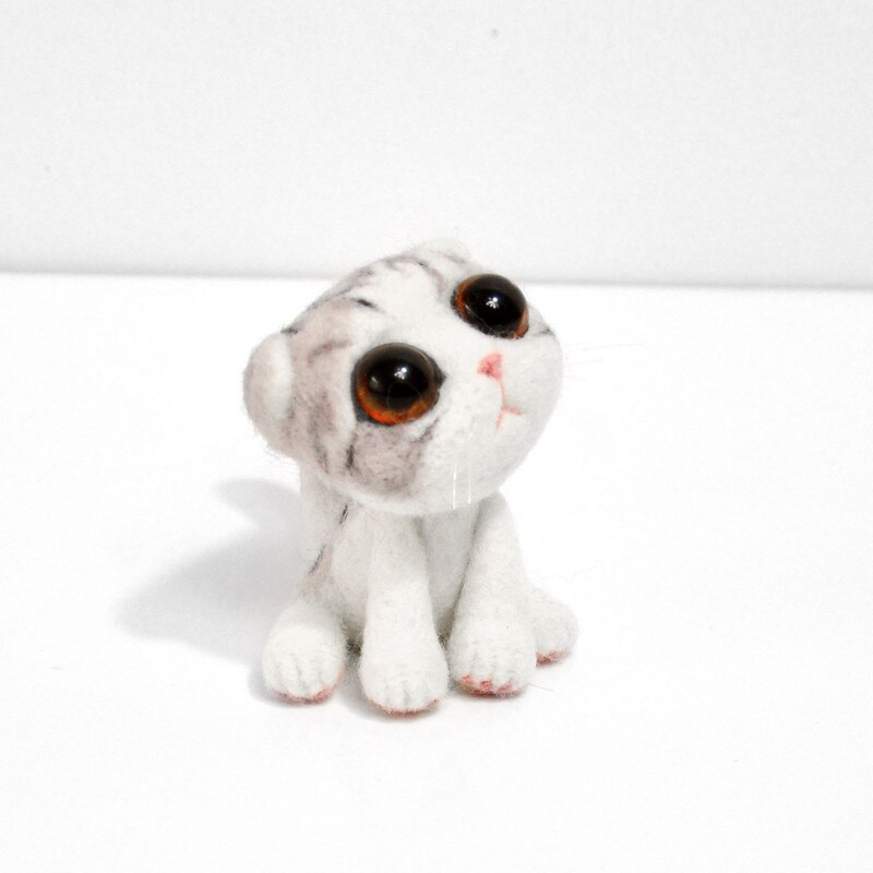 Needle Felting Kit 1 PCS Non-finished Cat of Wool Felt Handmade Animal DIY Craft Christmas Felt Doll Cat Style Material Package