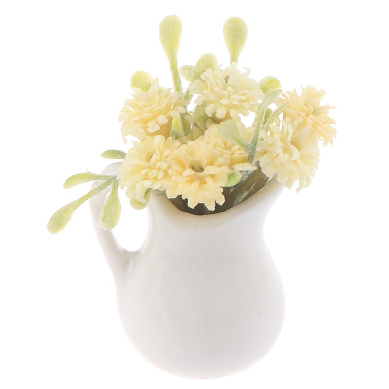 1Pc 1:12 domek dla lalek miniaturowe kwiaty wróżka ozdoba ogrodowa mini roślina doniczkowa kwiaty doniczka domek dla lalek Model bonsai zabawka dla dzieci: żółty