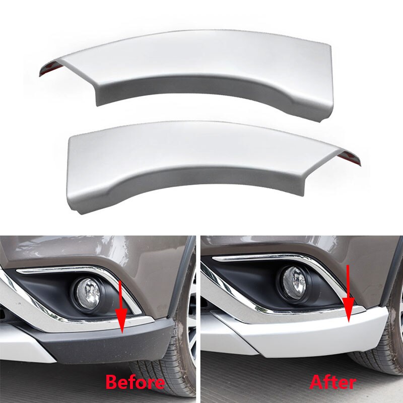 For Mitsubishi Outlander Car Silver ABS Front Lower Bumper Side Grill Lip Corner Guard Trim Garnish Cover 1 pair