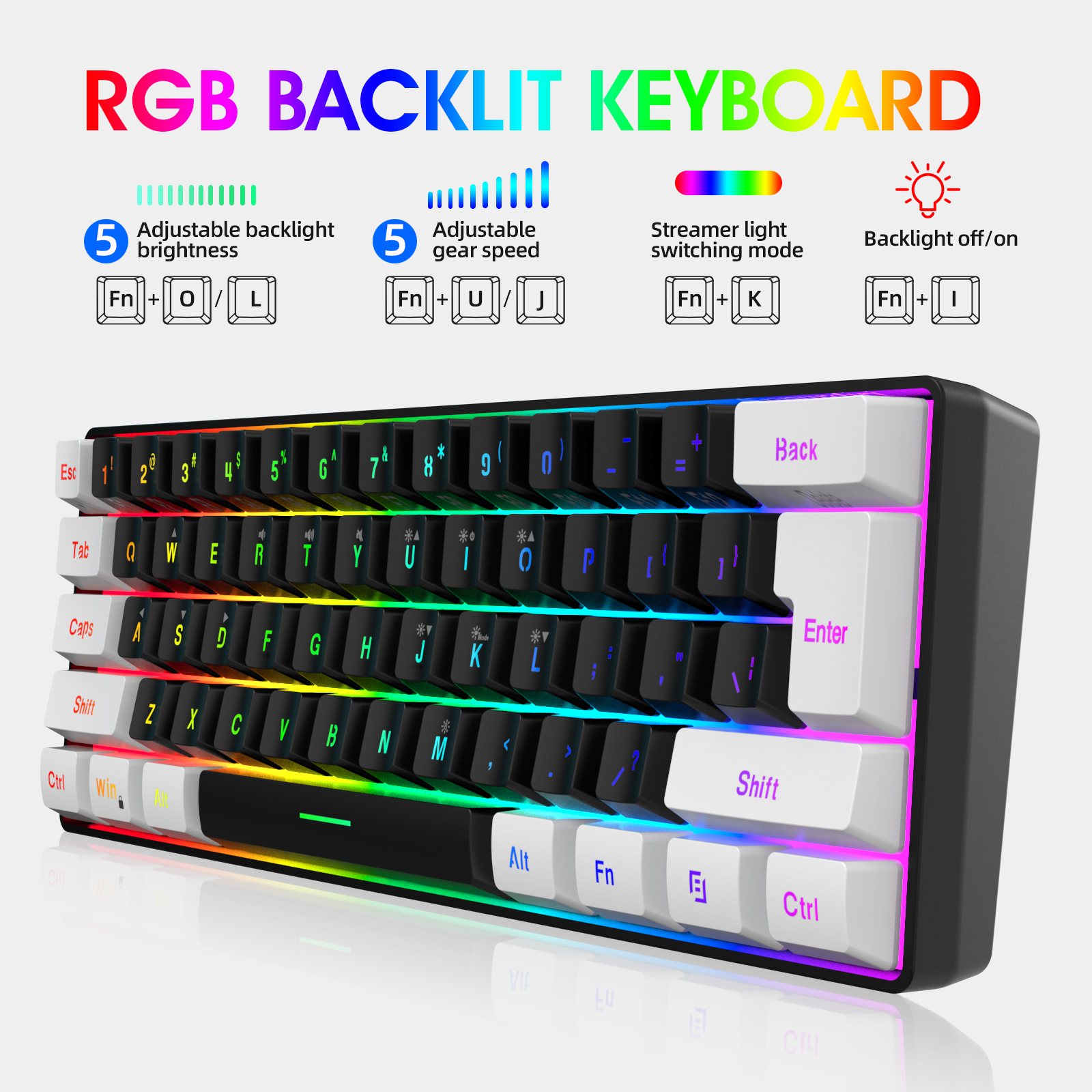 Gorąca sprzedaż zestawów klawiatury i myszy do gier 60% mini podświetlenie RGB ergonomiczna przewodowa mysz z klawiaturą dla graczy laptopów