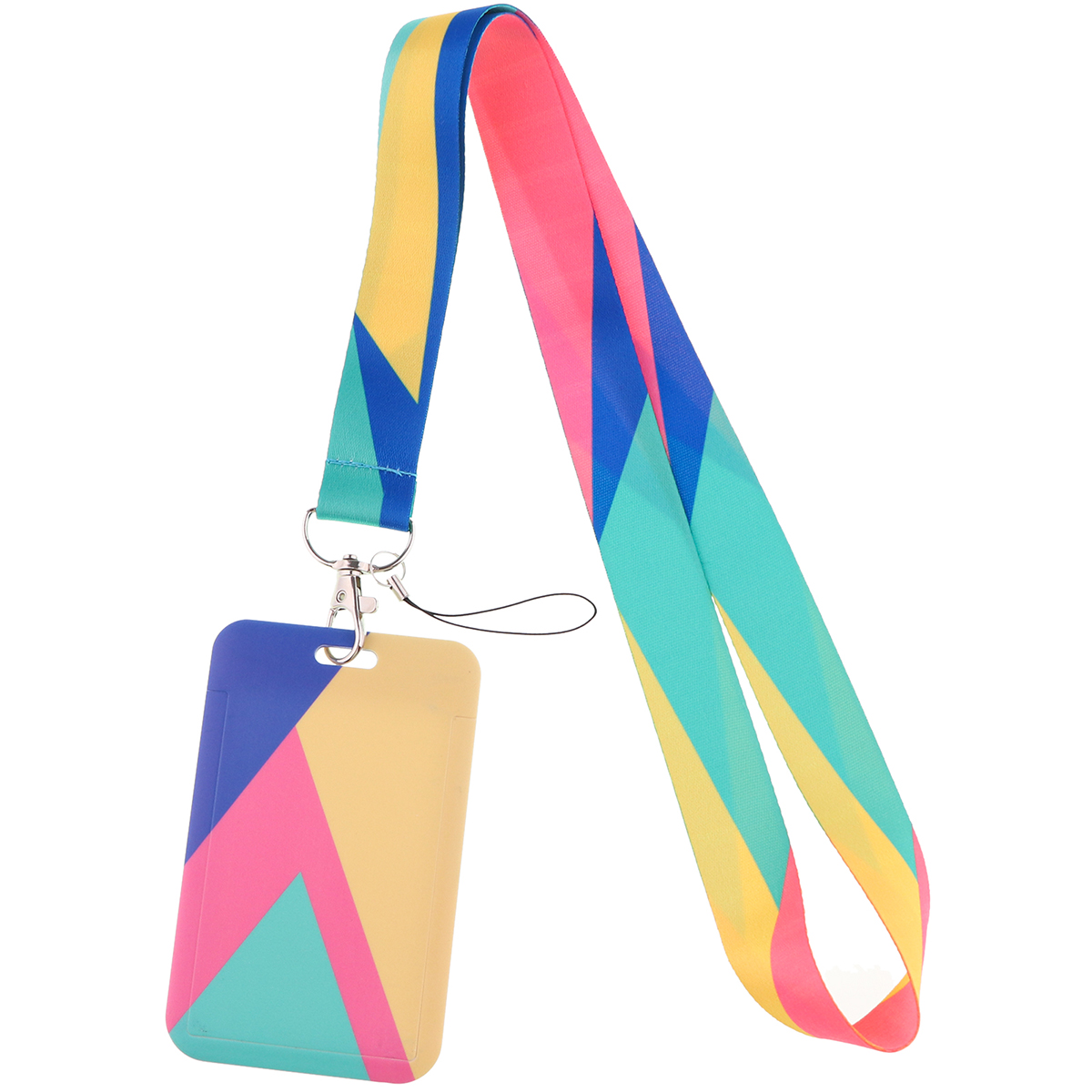 Ransitute R2809 DIY patrón minimalista Patchwork titular de la tarjeta de identificación titular de la tarjeta de autobús cordón de la tarjeta del personal para llaves teléfono DIY cuerda para colgar
