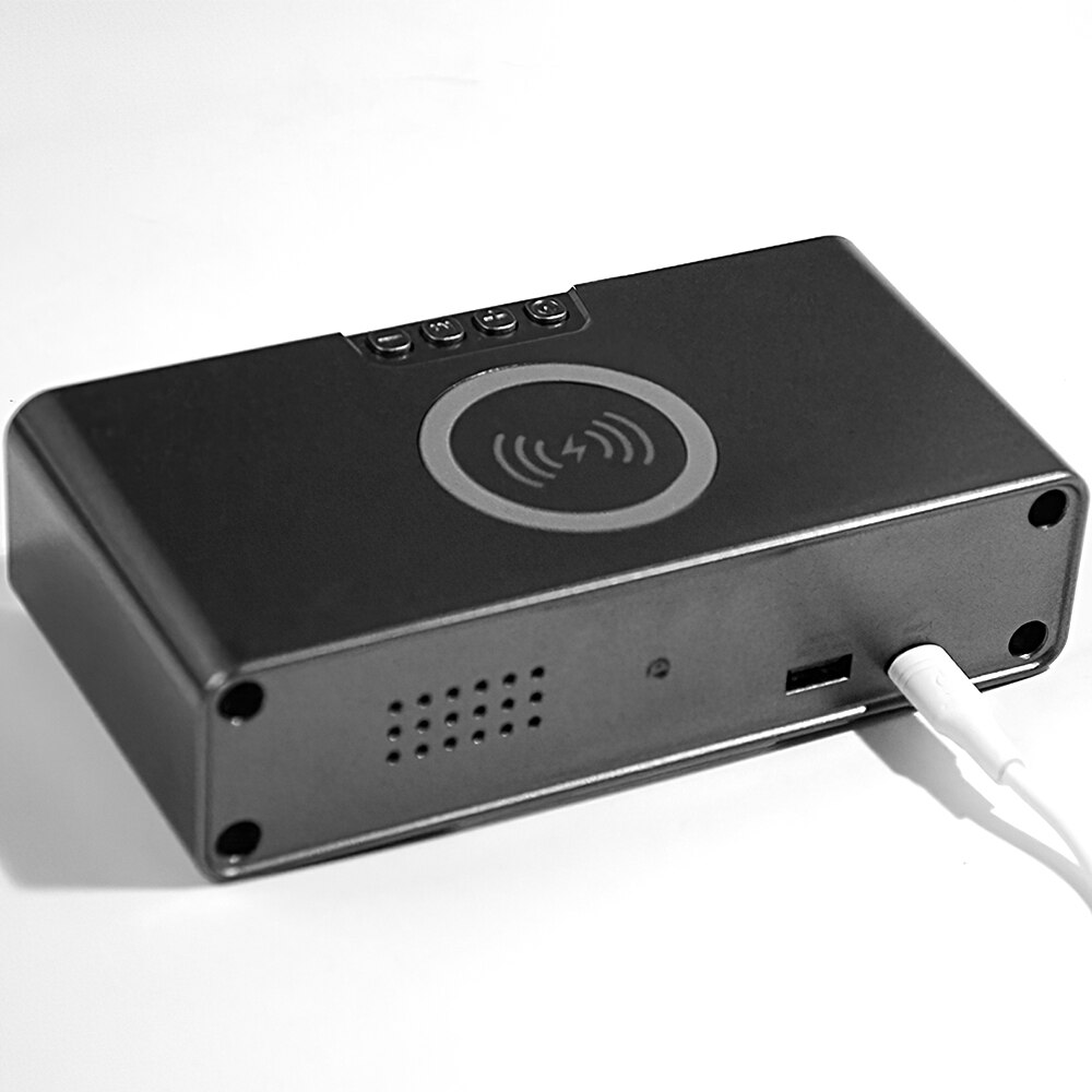 2in 1 LED Alarm Clock Mobile Phone Wireless Charger Digital Temperature Display Bedside Table Clock