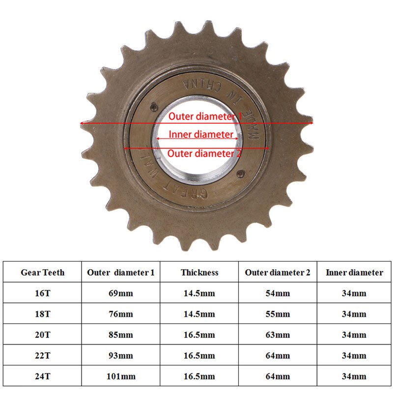 Bmx cykel cykelløb 16/18/20/22/24t tand enkelt hastighed freewheel tandhjul del