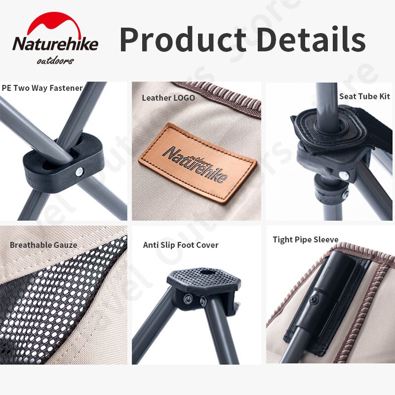 Naturehike Outdoor Ultralight Vouwen Vissen Stoel Camping Draagbare Strand Stoel Stalen Pijp Beugel Lager Gewicht 90Kg Stabiel