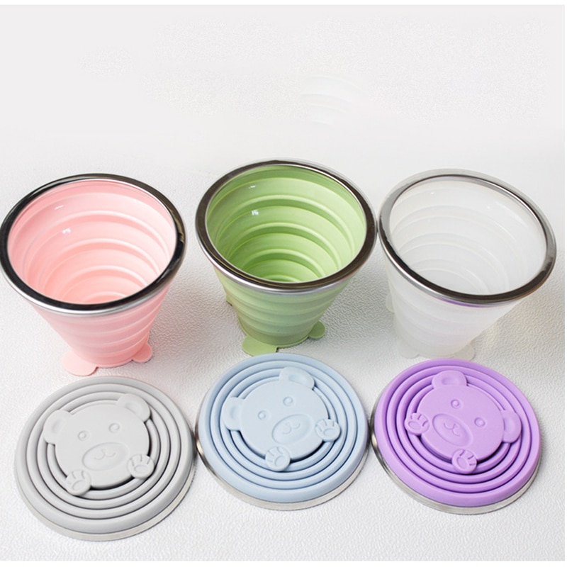 Moda Copos de Silicone de Grau Alimentício 270ml Xícara de Água de Viagem Dobrável Retrátil Colorido Portátil Ao Ar Livre Café Handcup