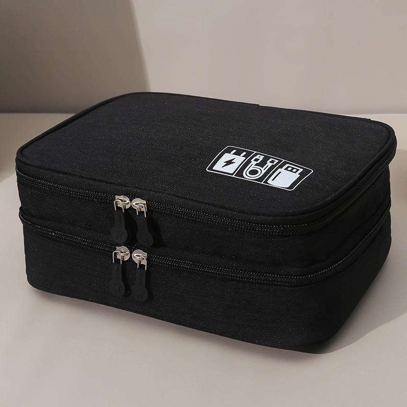 Bolsas de viaje de almacenamiento, organizador de accesorios electrónicos, cubos de embalaje digitales, auriculares portátiles, bolsa de cámara, novedad: Black