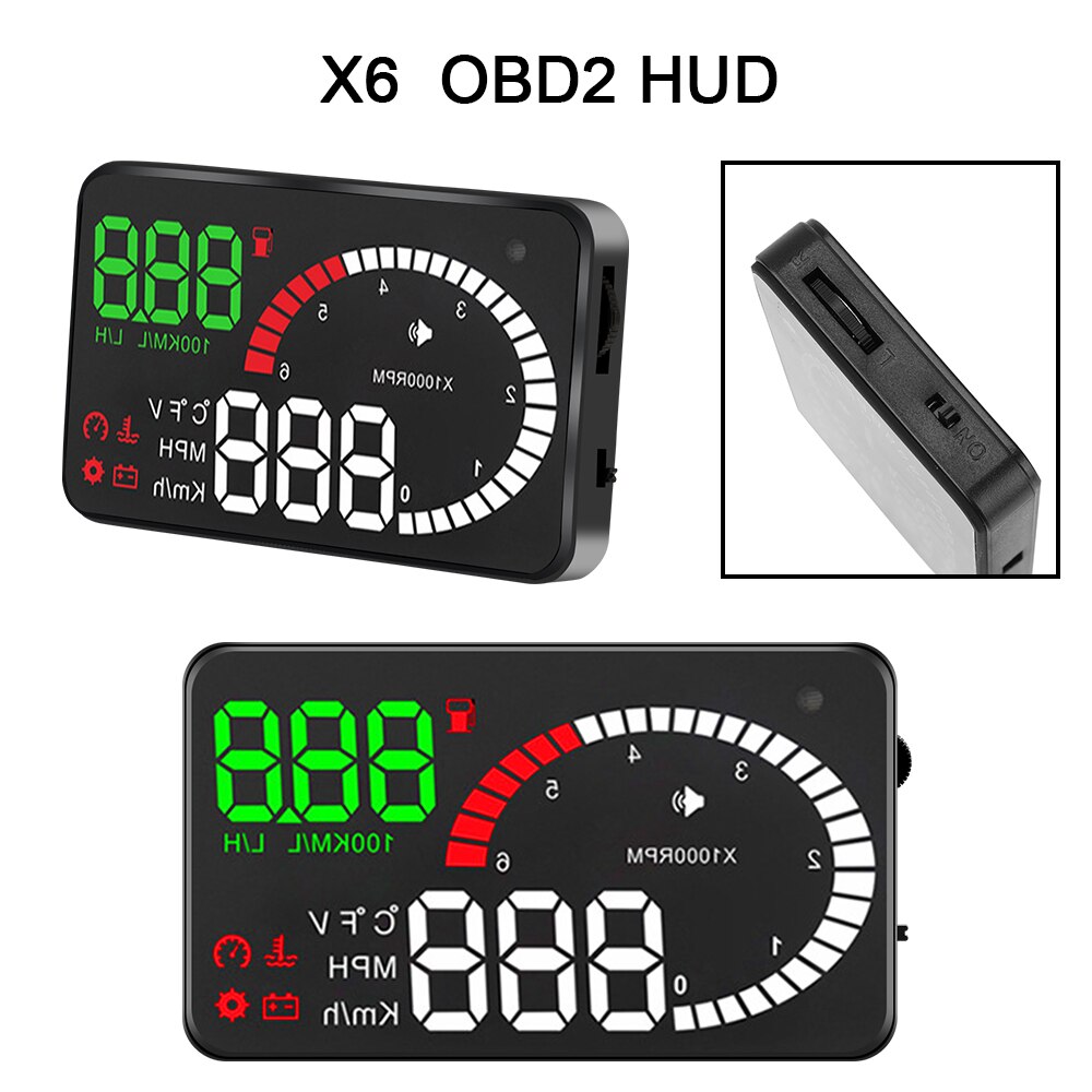 Car Head Up Display HUD LED Windshield Projector OBD2 Speed Fuel Warning 5.5" A8 Voltage Alarm 4" X6 Data Diagnostic Tool: X6