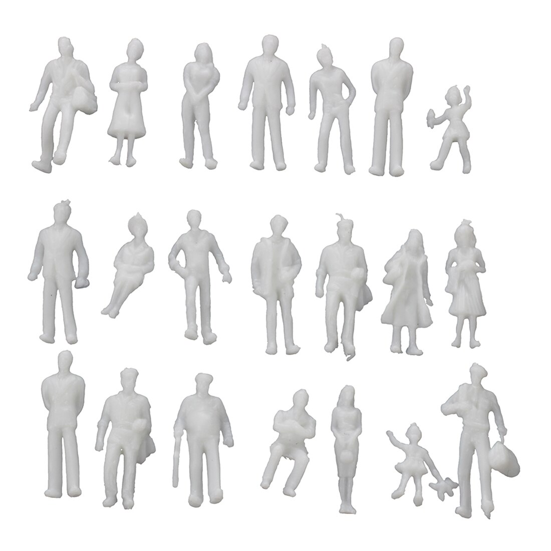 100Pcs Model Train People Figures Scale HO TT (1 to 100), Assorted Style, Great Collectibles--Light Grey