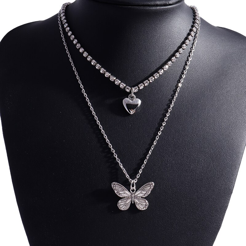 Luxuriöse Kristall Multilayer Schmetterling Halsketten für Frauen Nette Perle Choker Halsketten Anhänger Mädchen Schmuck Geburtstag: Style 12