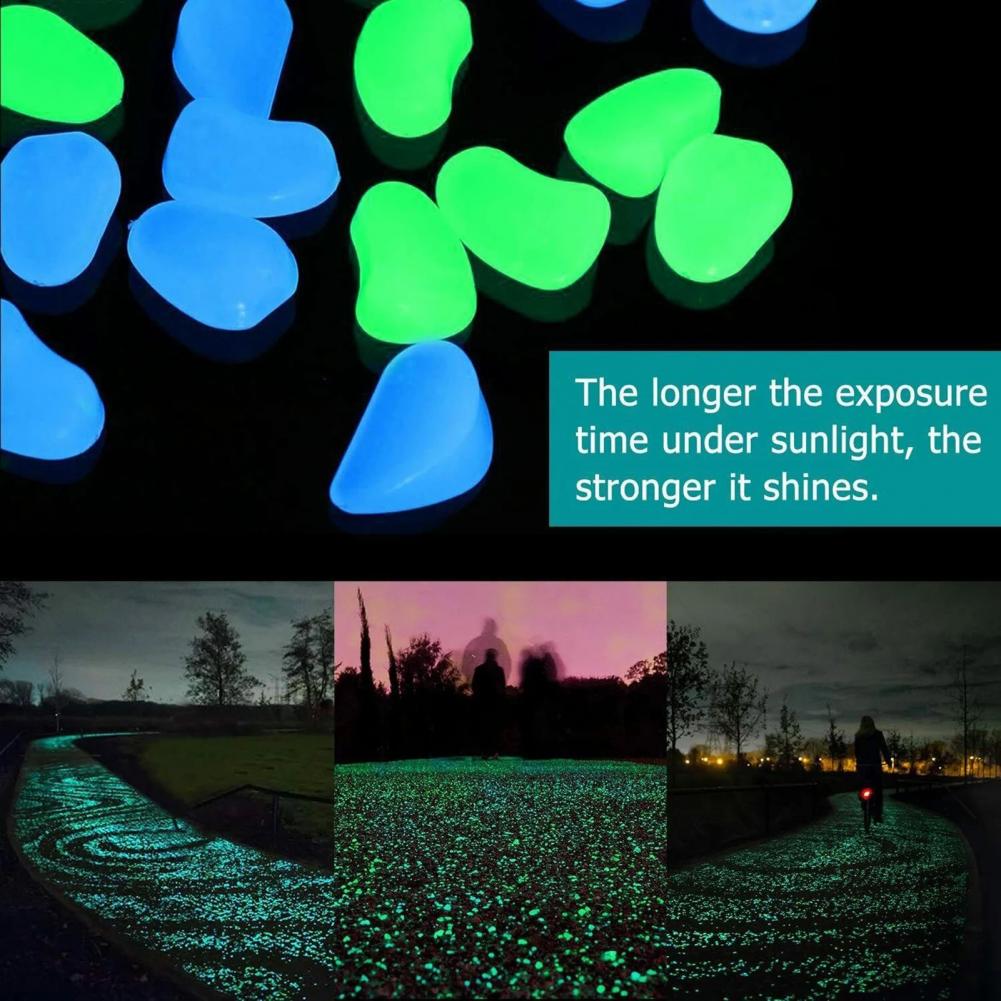 200Pcs Glow Rocks Geometric Shape Glow in Dark Multi-Color Flower Pots Color Stones for Walkways
