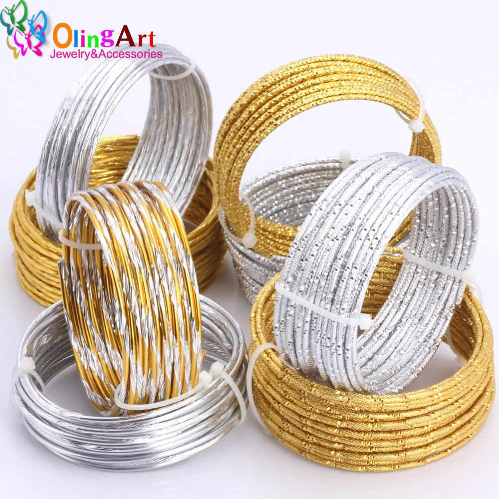 1M/5M lot 2.0mm Various Patterns Aluminum wire gold/silver soft craft versatile metal wire DIY Handmade jewelry making